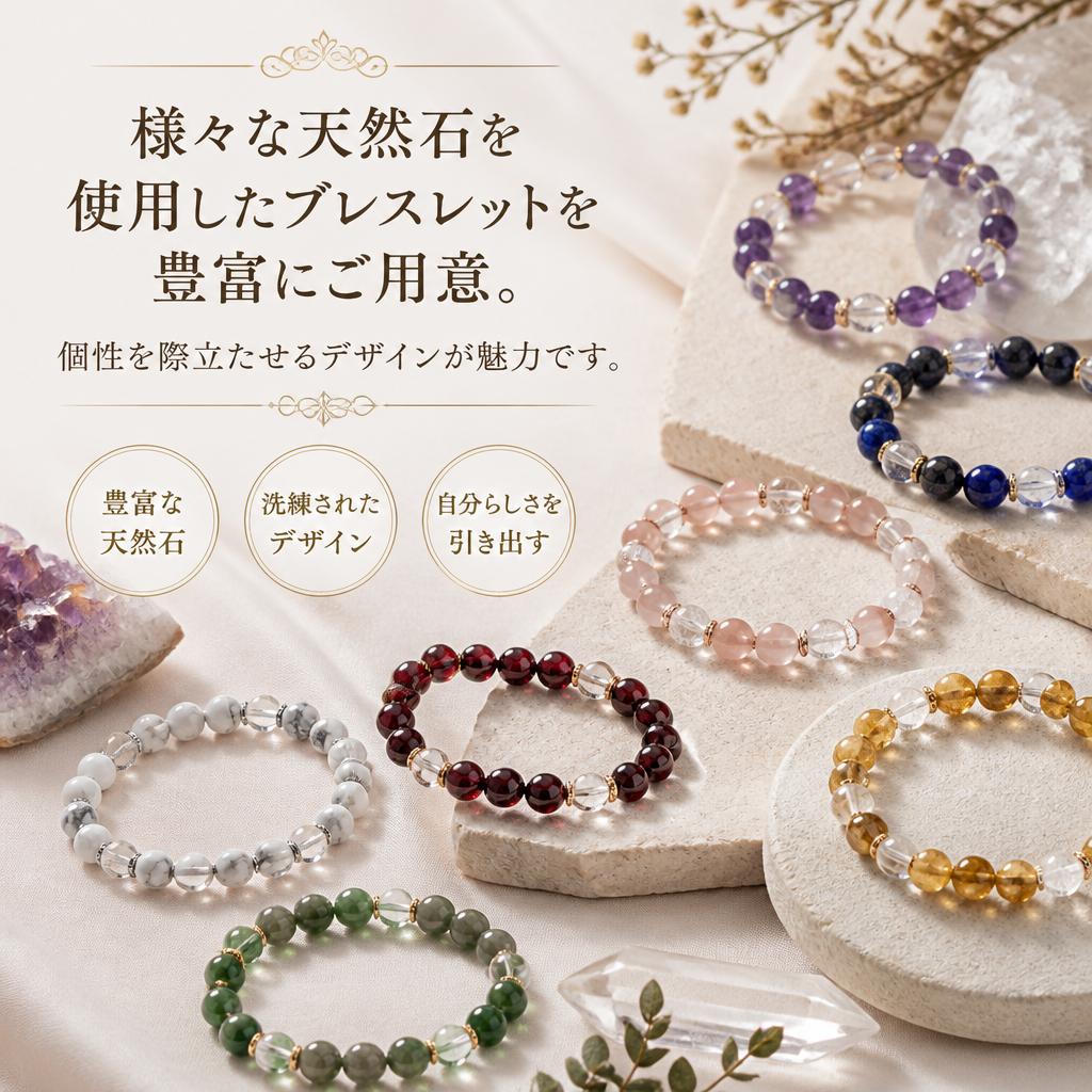 厳選された天然石のラインナップ